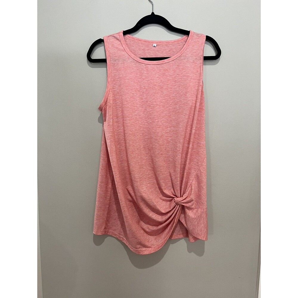 Amazon Brand Pink Tank with Gathered Side Knot - Large